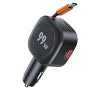 3 en 1 Chargeur Allume Cigare USB C, 99W Charge Rapide Chargeur Voiture avec 45W Câble Type-C Rétractable, PD3.0& QC 3.0, Voyage Car Accesoire 12V/24V pour iPhone 17/16/15/14/Galaxy/Android