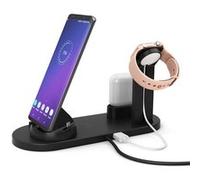 3 en 1 Chargeur Induction 10W sans Fil Rapide pour Samsung Galaxy Watch/Buds Live, S21 Ultra/S20/S10e/S9/S8/S7/Note 20/10, iPhone 12 Pro/12/SE2/11 Pro Max/XS/XR/X/8 Plus et AirPods G