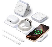 3 en 1 Chargeur Induction iPhone, 15W Pliable Chargeur sans Fil pour iPhone 17 16 15 14 13 12 Pro Max, Chargeur Montre Apple Watch Magnétique Charger pour Apple Watch 10/9/Ultra/8/7/6/SE/5/4/AirPods