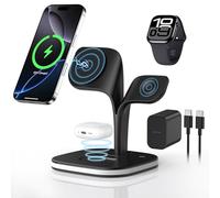 3 en 1 Chargeur Induction pour iPhone pour MagSafe Station de Charge sans Fil pour Apple iPhone 17 Air 16 15 14 13 12 Series, pour Apple Watch 11 10 9 8 7 6 5 4 3 2 SE Ultra, AirPods 4/3/2/Pro 2 3