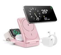 3 en 1 Chargeur sans Fil avec Mag-Safe, Station de Charge Certifié Qi2, Pliable Chargeur Induction sans Fil pour iPhone 16 15 14 13 12, Apple Watch, AirPods Pro avec Adaptateur Rapide
