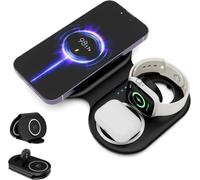 3 En 1 Chargeur Sans Fil Pour Appareils Apple Multiples, Station De Charge Magnétique Pliable, Charge De Voyage Pour Iphone 15/14/13, Airpods 3/2/Pro/Pro2, Iwatch(Adaptateur Inclus) Noir