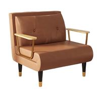 3 en 1 Chauffeuse 1 Place Adulte Luxe et Léger Style Nordique Tissu Technologique Canape Lit Convertible Dossier Réglable sur 6 Niveaux Lit D'appoint pour Bureau, Salons(Brown,190 * 100 * 30cm)