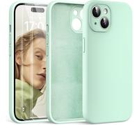 3-en-1 Coque pour iPhone 15 Kit, avec 2 Verre Tremp¿¿ Protection ¿¿cran [Protection de l'objectif am¿¿lior¿¿e] Coque en Silicone pour iPhone 15 6.1"" Antichoc, Vert Clair