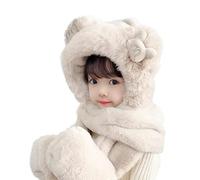 3 en 1 Enfant Bonnet Echarpe Gant Bob d’Hiver en Peluche Chaud Mignon Chapeau Polaire pour Garcon Fille Tour de Cou Doux Épais Coupe-Vent pour Sport Ski 3-8 Ans