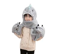 3 en 1 Enfant Bonnet Echarpe Gant Hiver en Peluche Chaud Mignon Chapeau d’Hiver Polaire pour Garcon Fille Tour de Cou Doux Épais Bonnet Bob d’Hiver Coupe-Vent pour Sport Ski 3-8 Ans (Gris（Dinosaure）)