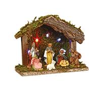 3 en 1 Ensemble de Noël : 1 crèche Lumineuse + Ses 7 santons + 1 Eclairage LED
