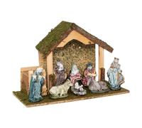 3 en 1 Ensemble de Noël : 1 crèche Lumineuse + Ses 8 santons + 1 Eclairage LED