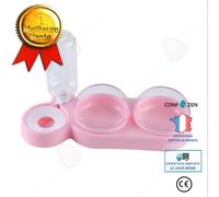 3 En 1 Gamelle Pour Petit Chat Et Chien Distributeur D'eau Gamelle Double 360° Rotation Rose