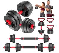 3-en-1 Haltères modulables 26kg, matériel musculation domicile, Barre, Kettlebell, Kit pour le développement musculaire