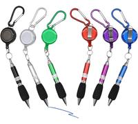 3-En-1 Insigne Rétractable Maniable Clip Ceinture Pince Trousseau Carabinerm Avec Stylo Rétractable (Lot De 6)