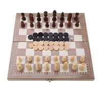 3 en 1 Jeu d'échecs Jeux Dames Backgammon Échiquier Pliable Portable Echecs Échiquier de Jeu en Bois Jeux de Société Enfant Jeux Éducatifs pour Voyage Enfants Adultes
