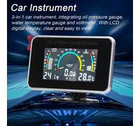 3 en 1 LCD-mètre digital tension d'huile température d'eau instrument universel 9-36 V pour camion SUV RV