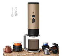 3 en 1 Machine à Café Multi Capsules, CafetièRe Portable, CafetièRes Expresso à Capsules Et Café Moulu, Machine à Expresso éLectrique, 15 Bar, Pour Bureau Voyage Camping Maison (champagne+support)