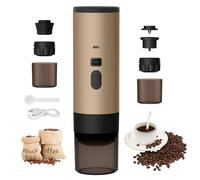 3 En 1 Machine à Cafe Portable, 72W CafetièRe Portable, 12V Expresso CafetièRe Rechargeable, USB CafetièRes Expresso à Capsules, RéServoir D'Eau 90ml, Pour Bureau Camping Voiture Voyage (Khaki)