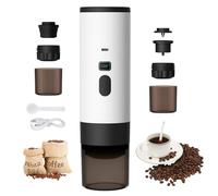 3 En 1 Machine à Cafe Portable, 72W CafetièRe Portable, 12V Expresso CafetièRe Rechargeable, USB CafetièRes Expresso à Capsules, RéServoir D'Eau 90ml, Pour Bureau Camping Voiture Voyage (Blanc)