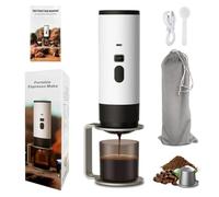 3 En 1 Machine à Cafe Portable Écran LED et Type-C CafetièRe Portable 12V Expresso CafetièRe Rechargeable Léger 500g Chauffage Auto en 5-8 Minutes pour Bureau Voiture Randonnée (Blanc nacré)