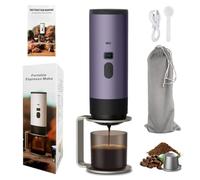 3 En 1 Machine à Cafe Portable Écran LED et Type-C CafetièRe Portable 12V Expresso CafetièRe Rechargeable Léger 500g Chauffage Auto en 5-8 Minutes pour Bureau Voiture Randonnée (Violet nocturne)