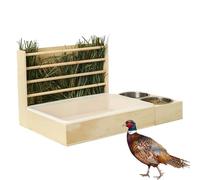 3 en 1 Mangeoire À Foin en Bois 53 * 28.5cm Distributeur De Foin pour Lapins avec Bac À Litière avec Auge Intégrée Distributeur Polyvalent De Nourriture Et Foins pour Chinchilla Hamster Lapin