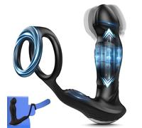 3 EN 1 Masseurs de Prostate Vibrant avec Anneau Pénien, Plug anal gode vibrateur avec 9 fonctions de poussée 9 vibrations sextoy pour homme