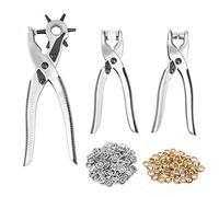 3 en 1 pince à trous rotatifs, kit d'outils de réglage d'œillets, perforatrice en cuir, pince à œillets, pince à bouton-pression à anneau ouvert, lot de 3 outils de perforation en acier pour tissu