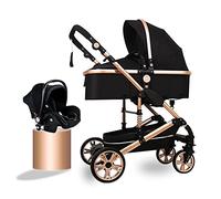 3 en 1 Pousette 25 Kilo Pram Pliable Poussettes Prame Poussette for Bebe, Buggy Puscule Chariot Poussettes Landau Poupon Enfant Landau for Poupon avec Housse Pied, Noir