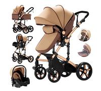 3 en 1 Poussette Combinée Landau Poussette Citadine Poussette Canne Poussette Système de Voyage pour Bébé Poussette Paysage Haute pour Bébé Inclinable Pliable Poussette Standard (588 Khaki New)