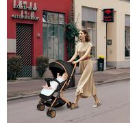 3 en 1 Pousstte Bébé Poussette Canne Poussette Compacte Poussette Pliable Roues Maniables et Légères Dossier Réglable, Noir
