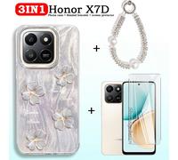 3-en-1 Protecteur d'écran en verre trempé transparent, étui téléphone élégant et coque de protection pour Honor X7D, X6C, X7C, X8C, X8B, X9D, X6B, Honor 400 Lite, Smart 8, Smart 10, Smart 9 Vivo Y20,H