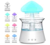 3 en 1 Rain Cloud Humidifier, Humidificateur Champignon Nuage de Pluie,Aromathérapie Veilleuse avec 7 Couleurs Changeantes Lumières Son et 3 Modes Brume de Pluie (Blanc)