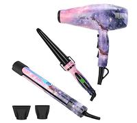 3 EN 1 Sèche Cheveux + Lisseur Cheveux + Boucleur à Cheveux, PARWIN PRO BEAUTY Styling Set, Seche Cheveux Professionnel, Fer à Boucler, Fer à Lisser. Thème Galactic Star, Cadeau Femme