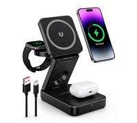 3 en 1 Station de Charge Apple Pliable Magnétique, Chargeur pour iPhone et Apple Watch Compatible MagSafe, Station Recharge pour iPhone et AirPods, Chargeur sans Fil Rapide Portable pour Voyage