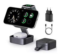 3-en-1 Station De Recharge pour Apple, Magnétique Pliable Rapide Chargeur de Voyage Compatible Mag-Safe pour iPhone Air/17/16/15/14/13/12 Série, Apple Watch & Air-Pods Pro/4/3/2
