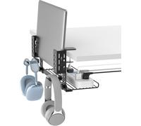 3 En 1 Support Ordinateur Portable, Support Ajustable Pour Ordinateur Portable Avec Plateau De Gestion Des Câbles, Crochet Pour Casque Et Attaches Pour Câbles, Support Pour Pc Portable, Tablette