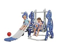 3 en 1 Toboggan Interieur/Exterieur Enfant avec balancoire et Panier de Basket,Parcours motricité bébé Escalade Cadeau Enfant 1+ an