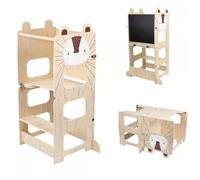 3 en 1 Tour d'apprentissage pour Enfants Tour d'observation avec Tableau Noir avec Fonction Table, Motif Hérisson, 41 x 38 x 92 cm