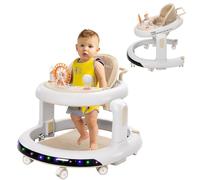 3 en 1 Trotteur Bébé,Babywalker avec 6 Hauteurs Réglables, Trotteur avec Roues Silencieuses à 360°,Musique & Lumière, Plateau Repas et Plateau d'activités Musical Amovible, 6 Mois et plus