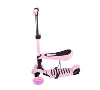 3 en 1 Trottinette véhicule d'équilibrage avec siège Amovible et Poussoir, Peut s'asseoir et se Tenir Debout, Hauteur de Guidon réglable, 3 Roues LED, 3 en 1 (A) Rose