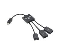 3 en 1 USB vers 2 OTG 3 ports HUB répartiteur de câble Micro-USB Type-C adaptateur convertisseur pour tablette d'ordinateur clavier