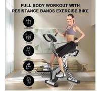 3 en 1 Vélo d'appartement Pliable - 8 Niveaux de Résistance Réglables - Volant d'Inertie 2,5KG - Écran LCD - Siège Réglable