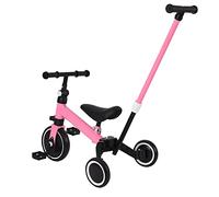 3 en 1 Vélo d'Equilibre Enfants Evolutif avec Siège et Guidon Réglables, Tricycle à Pédales Convertible avec 3 Roues EVA, Draisienne Intérieur Extérieur pour Enfants 1-4 Ans-Trois -in-Un (Rose)