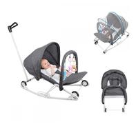 3-en-1Transat pour Bébé - MIPAN - Transat bébé 0 à 30kg- Avec jouets +Moustiquaire + Poussoir et roues - Gris