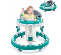 3 en 1Trotteur Bébé, Trotteur Marche Bébé Pliable, Réglable en Hauteur, Anti-renversemen avec Roues Silencieuses à 360°,Plateau Repas et Plateau d'activités Musical Amovible, 6 Mois et plus (Bleu)