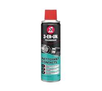 3-EN-UN Technique Nettoyant Contact Aérosol Action et séchage rapides Sans rinçage et sans résidus Compatible tous métaux, vinyles, plastiques et caoutchoucs 250 ML