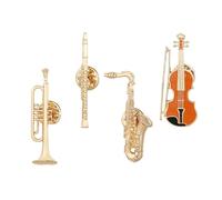 3. Ensemble d'accessoires émaillés Rock Roll pour guitare, 4 broches détaillées en métal pour pull, sac à dos, décoration d'instrument, collection de broches