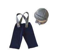 3. Ensemble de photographie de luxe pour bébé : bonnet bretelles, nœud papillon, barboteuse pour nouveau-né garçon | 0-2 mois séance photo costume léger pour bébé