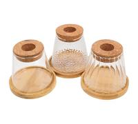 3 Ensembles Bocal à Terrarium Hydroponique 400ml | Bambou, Design Minimaliste, Diamètre du Trou 3cm, pour Petites Plantes, Usage Intérieur et Bureau