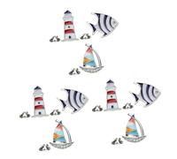 3 Ensembles Broche Marine Poisson Tropical Voilier Et Phare Accessoire Élégant Pour Célébrations Et Tenues 3 Pièces * 3