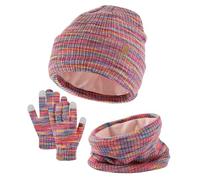3 Ensembles de bonnet et de gants d'hiver pour enfants - Bonnet tricoté pour tout-petits - Gants tactiles - Cache-cou pour garçons et filles de 5 à 14 ans - Ensemble de gants et de bonnet avec écharpe