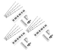 3 Ensembles Kit Papeterie Élève Notes de Piano | Crayons, Gommes et Règle Précise, Design Inspiré du Piano, Plastique et Bois, pour Jeunes Apprenants
